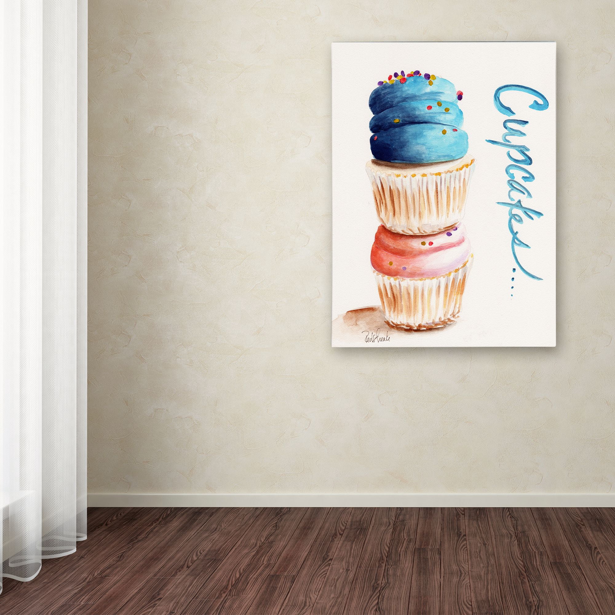 Trademark Fine Art "Stacked Cupcakes with Words" Canvas Art by Jennifer Redstreake