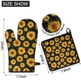 thumbnail image 6 of Black Sunflower Kitchen Oven Mitt and Pot Holder Sets 2 Pcs for Baking, Cooking and Grilling, Heat Resistant Up To 392 °F, 6 of 7