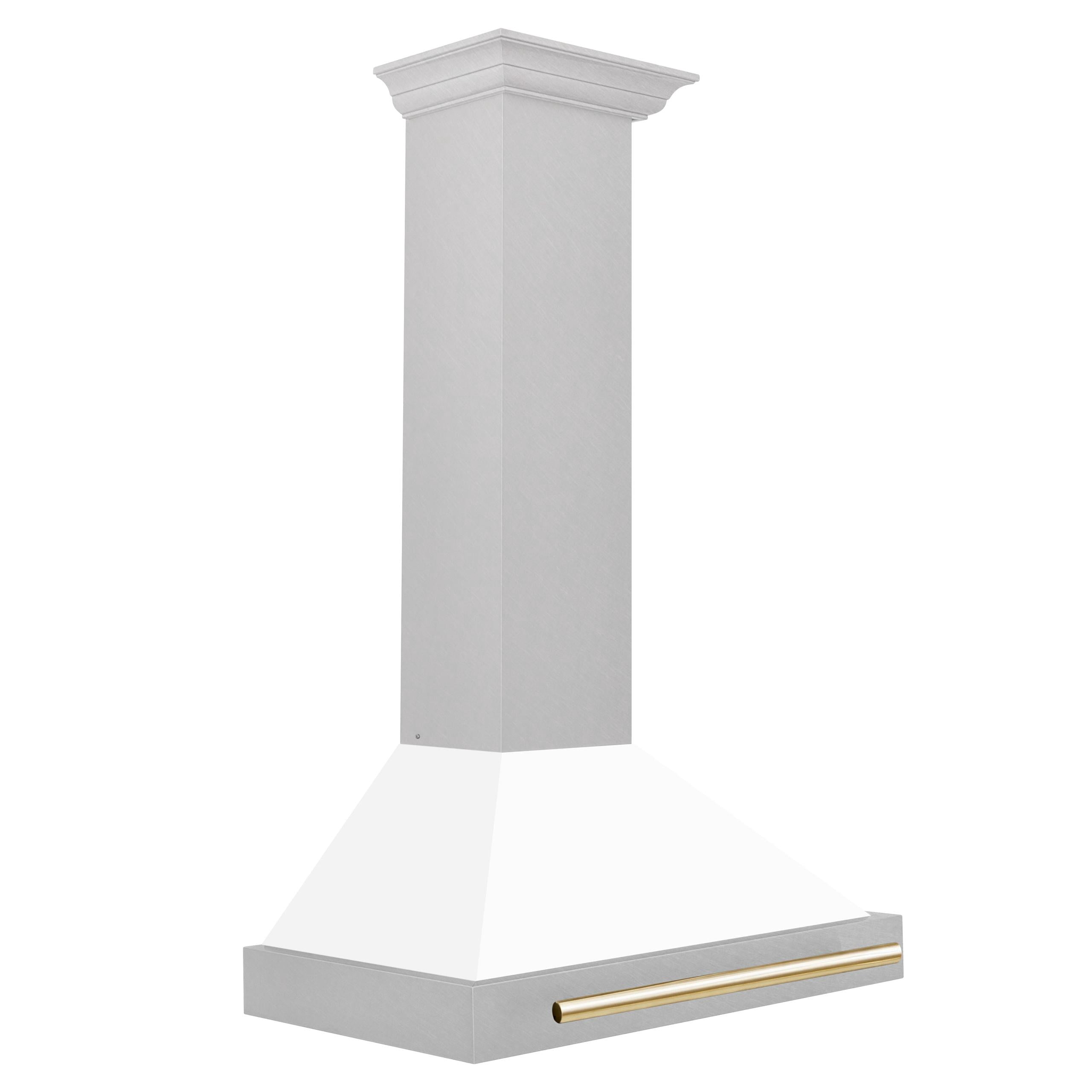 ZLINE 30 ZLINE Autograph Edition DuraSnow Stainless Steel Range Hood with White Matte Shell and Matte Black Handle (KB4SNZ-WM-3