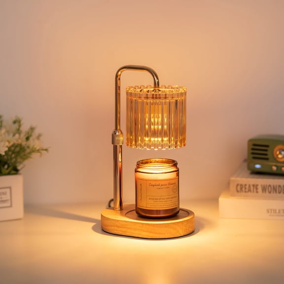 Sziqiqi Gold Candle Warmers with Timer: Height-Adjustable Wax Melting Lamp 4-Level Dimmer & 2 Included Bulbs Flameless Home Decor Gift for Her