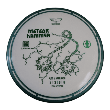 Yikun Discs - Meteor Hammer - Disc Golf Putter With Overmold Technology - Durable Tortoise Line Plastic (Green)