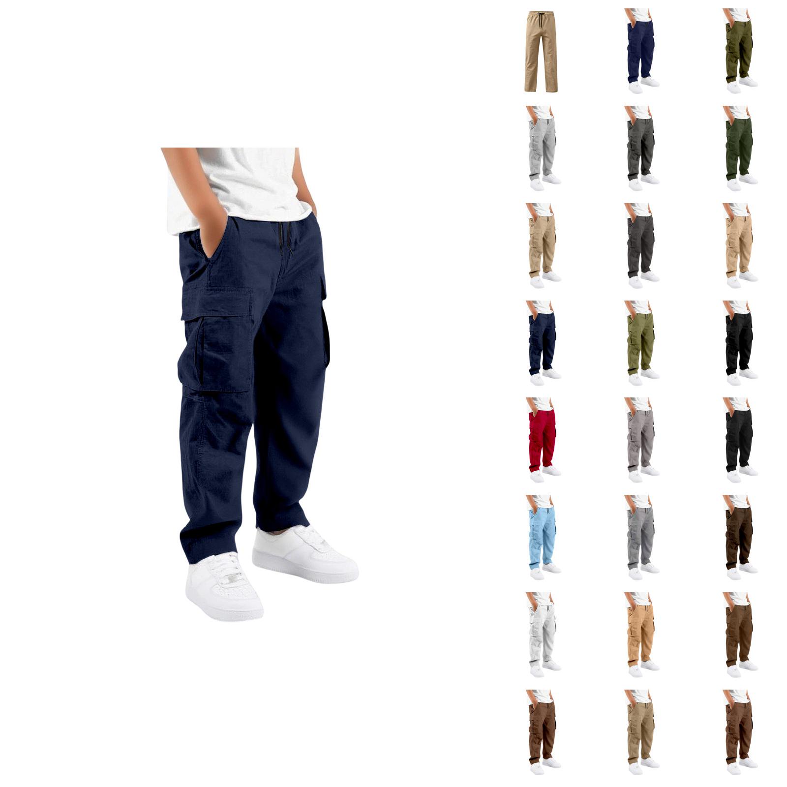 Boys Uniform Cargo Pants Baggy Pants Joggers Back to School Elastic Waist Casual Hiking Pants Trousers with Pockets 5-6