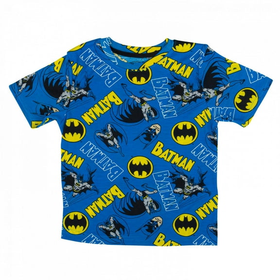 Batman 870793-size7 Batman Comic Art All Over Print Youth T-Shirt, Blue - Size 7