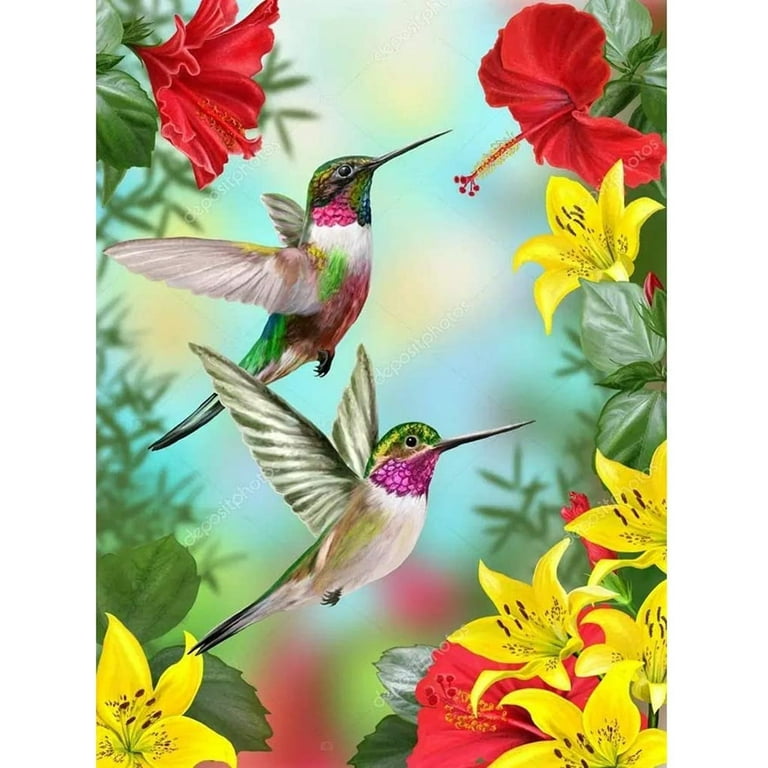 Hummingbird Diamond Painting Kits for Adults Beginners, 5D DIY Diamond Art Birds Full Drills Painting by Diamond Dots Picture Handmade Crafts for