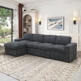 thumbnail image 2 of Aukfa Sectional Sofa, 132" Oversized 4 Seater Couch with Ottoman for Living Room, Corduroy, Gray, 2 of 10