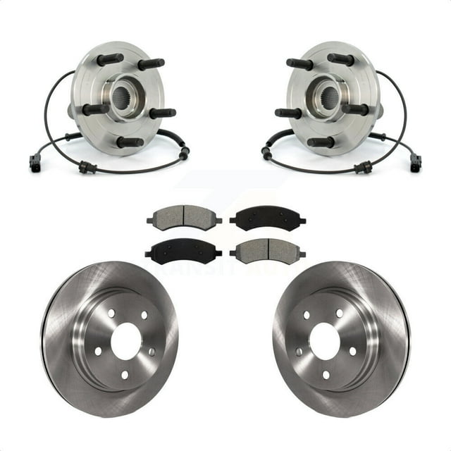 Transit Auto Front Hub Bearing Assembly Disc Brake Rotors and Semi-Metallic Pads Kit for Car Dodge Ram 1500 KBB-105998