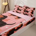 thumbnail image 3 of Homewish Cute Dachshund Dog Zipper Twin Comforter Sets with Fitted Sheet and 2 Pillowcases,Kawaii Love Pattern Zipper Bedding Set,Pink,Pink Reversible,4pcs, 3 of 8