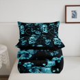 thumbnail image 5 of Homewish Watercolor Skull Skeleton Full Size Comforter Sets,Halloween Bedding Comforter Set,Teal Flowers Duvet,Black Reversible,3-Piece,1 Comforter and 2 Pillowcases, 5 of 7