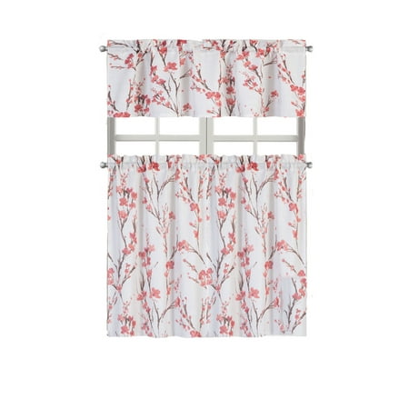 - Regal Home Collections Misaki Complete Kitchen Curtain Tier & Valance Set - Berry