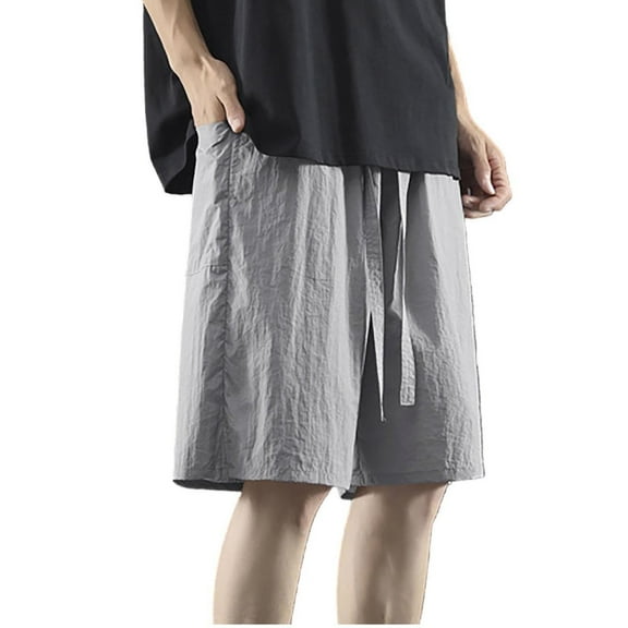 Great Gifts for Less Ndbuld Men's Athletic Short Summer Men's Ice Silk Quick Drying Shorts Men's Summer Solid Color Casual Sports Capris,Dark Gray,3XL