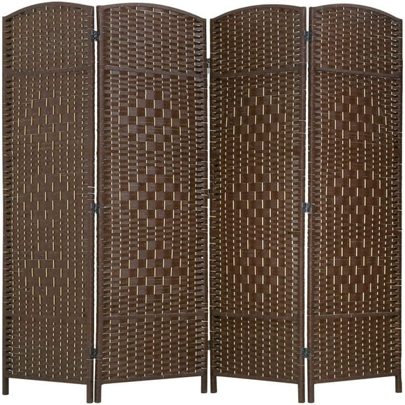 FDW Room Folding Privacy 6' Indoor Wall Divider Portable Partition Wood Screen, Brown