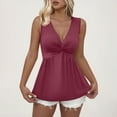 thumbnail image 6 of Jalioing Summer V Neck Tank Tops for Women Casual Flowy Sleeveless Tunic Shirt Fashion Solid Color Tees Tops, 6 of 9