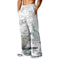 thumbnail image 6 of Hsovts Camo Sweatpants for Men Relaxed Fit Baggy Elastic Waist Drawstring Workout Loose Trousers Running Pant with Pockets Gray 2XL, 6 of 6