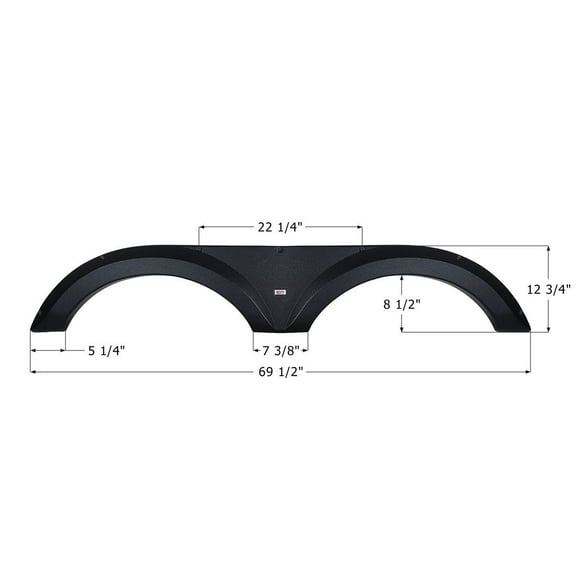 Icon Jupe d'Aile 14255 Tandem; Longueur 69-1/2 Pouces x Hauteur 12-3/4 Pouces; Noir; Plastique ABS; Tandem; Utiliser des Mesures pour Détermination du Bon Ajustement avant de Commander