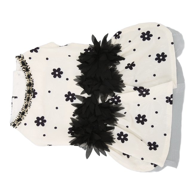 Vestido de princesa para mascotas, vestido de perro floral negro suave para mascotas para fiesta ANGGREK JJ2110