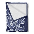 thumbnail image 2 of Oriental Soft Flannel Fleece Throw Blanket, Bohemian Persian Floral Motif with Paisley Leaves and Ornamental Swirls, Cozy Plush for Indoor and Outdoor Use, 70" x 90", Indigo and White, by Ambesonne, 2 of 5