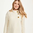 thumbnail image 5 of Aran Woollen Mills Women’s Aran 3 Button Wool Sweater – Natural, Small, 5 of 7
