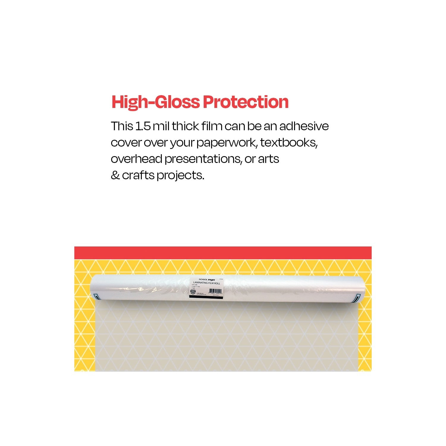 Laminating Film Roll, 25 Inches x 200 Feet, 1.5 mil Thick, High Gloss