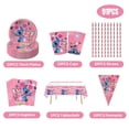 thumbnail image 5 of Decoraciones para fiesta de cumpleaños de Disney Stitch, vajilla con temática azul y rosa, vasos de papel, platos y manteles de Lilo y Stitch para niños, 5 of 5