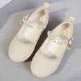thumbnail image 5 of FAOWME Girls Single Shoes Kids Open Toe Ankle Strap Dress Shoes Wedding Party Sandals For Toddler Kids Princess Shoes Beige 3.5-4 Years, 5 of 8