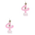 thumbnail image 2 of 2pcs Party Cake Candles Birthday Digital Candles Small Crown Decorated Candles For Decoration Number 4 Crown Design (pink), 2 of 2