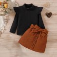 thumbnail image 6 of Elainilye Fashion Girl's Skirt Outfits Fall And Winter Baby Girls Turtleneck Knitted Sweater Corduroy A-line Skirt Two-piece Suit,Black, 6 of 7