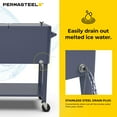 thumbnail image 3 of Permasteel 80-Qt Party Cooler with Divider, Removable Basin, Chills 36hrs, Serving Tray, Rolling Steel Ice Chest for Indoor & Outdoor, Matte Blue, 3 of 13