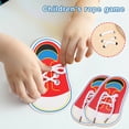 thumbnail image 2 of Learn To Tie Shoes Educational Board Toy Wooden Lacing Practice Set Fine Motor Skill Development Hand Eye Coordination Activity For Children 6.89X3.94X0.31 Inch, 2 of 8