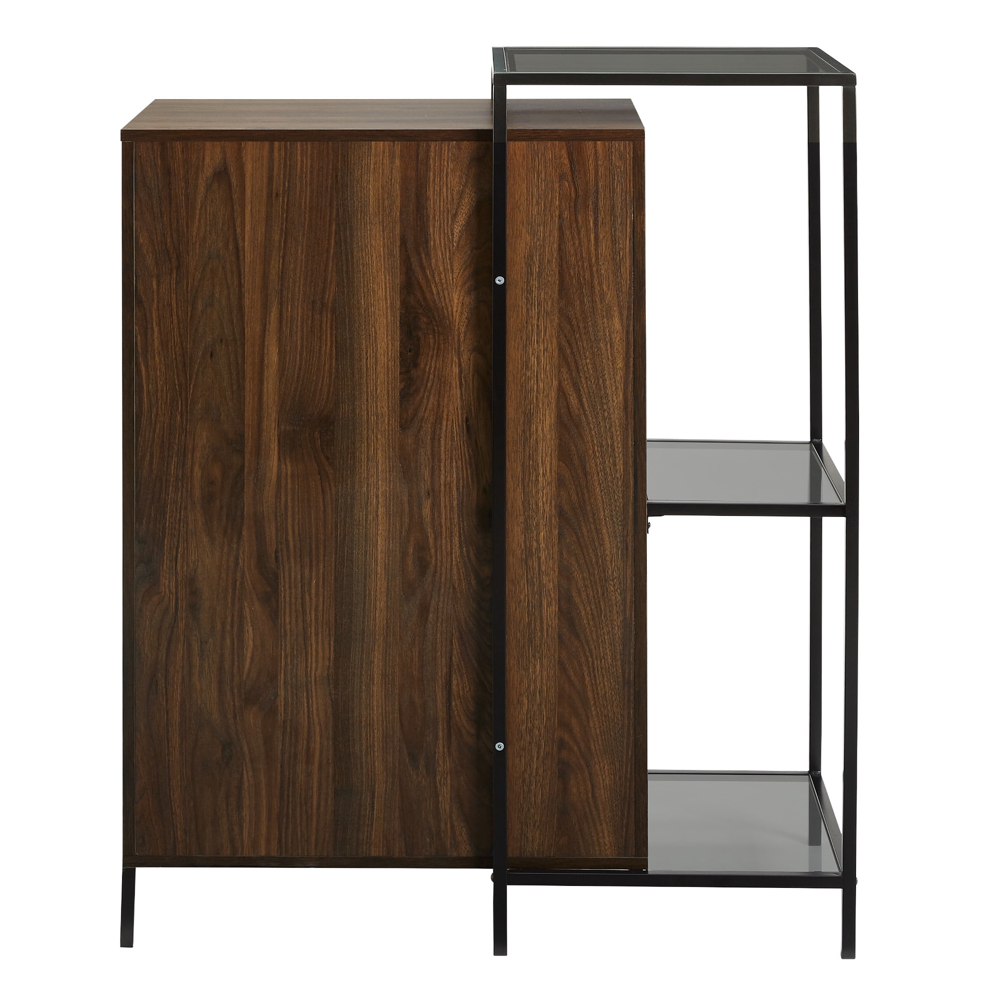 Manor Park Modern Asymmetric Metal and Wood Accent Chest, Dark Walnut