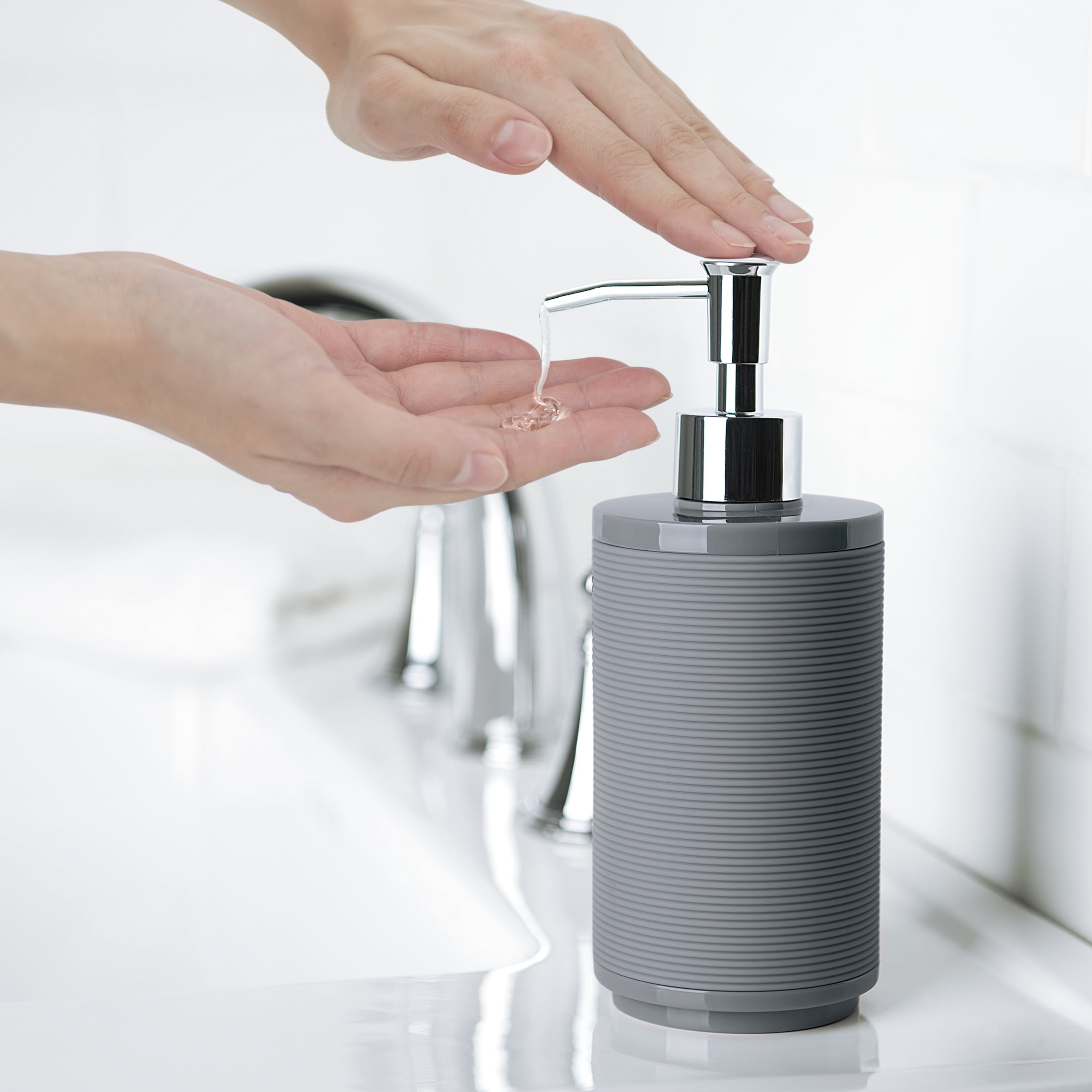 Mainstays 4-Piece Ribbed Soft Touch Bath Accessory Set, Grey - Walmart.com Mainstays 4-Piece Ribbed Soft Touch Bath Accessory Set, Grey - Walmart.com