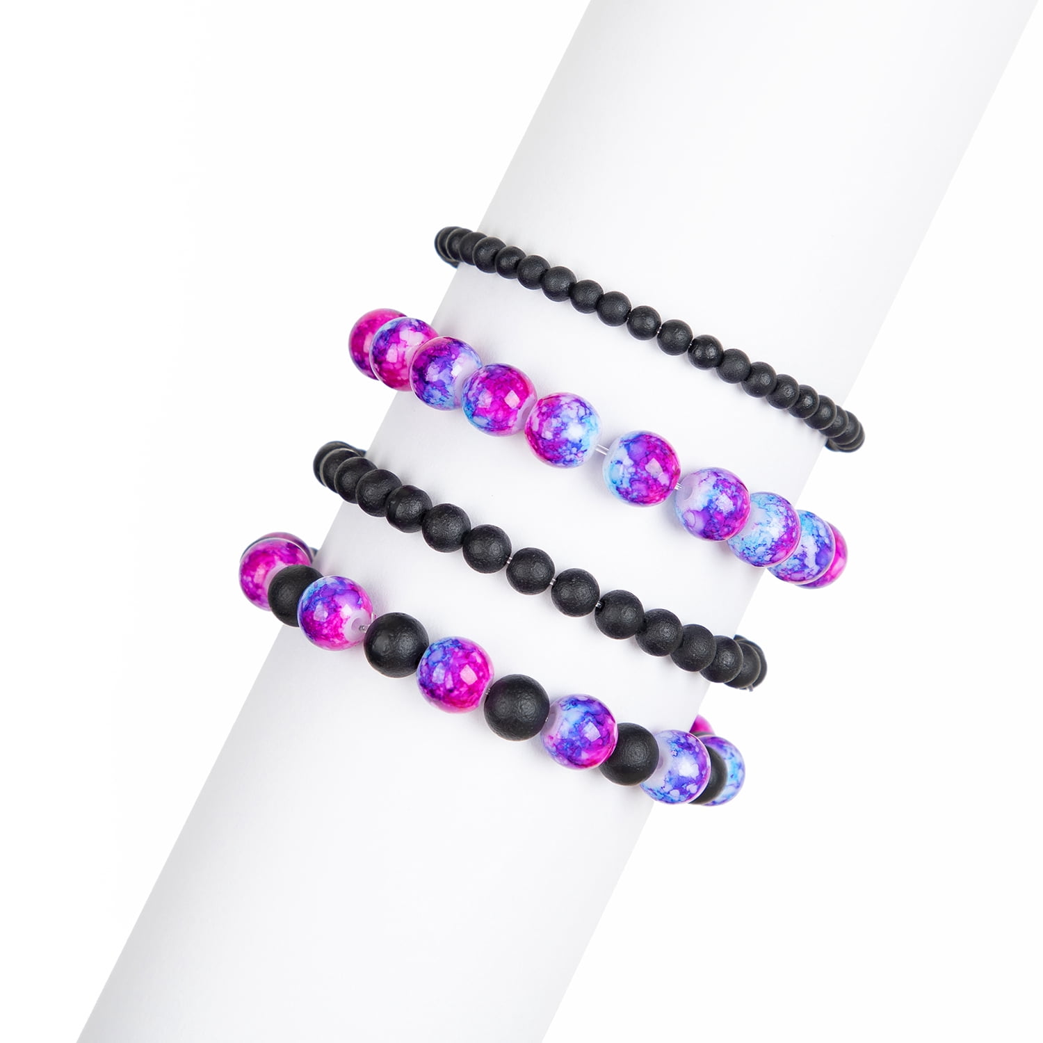 Cousin DIY 10mm Blue Pink Purple Tie-dye Glass Bead Strand, 42 Pieces, Model AJM63715360