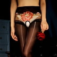 thumbnail image 2 of Medias de seda de una pieza Bragas Dos en uno Sexy Pasión Tentación Medias de entrepierna abierta extremas y sedosas, 2 of 6