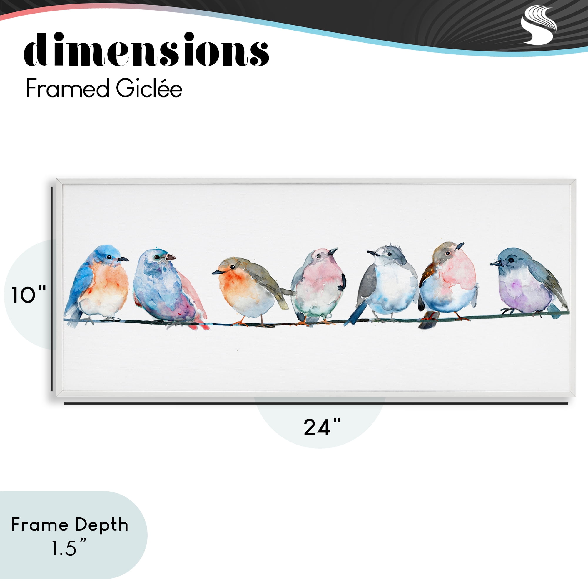 Stupell Industries Perching Pastel Birds White Framed Giclee Art, design by Lorenzo Collective