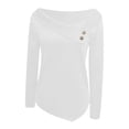 thumbnail image 4 of Long Sleeve Shirts for Women Elegant Off Shoulder Blouse Basic Solid Color Tops with Irregular Edges, 4 of 4