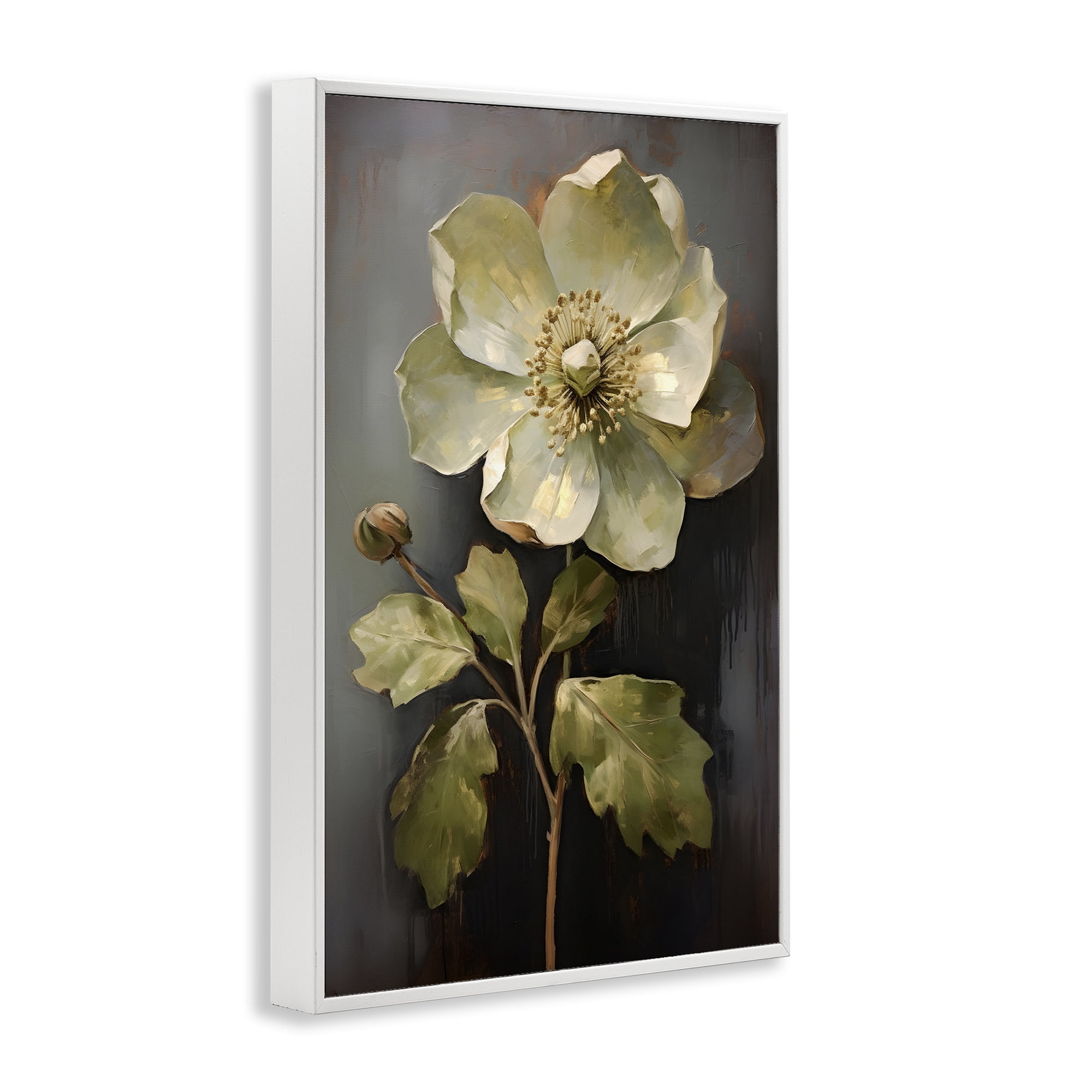 Stupell Industries White Magnolia Floret Botanical & Floral Painting White Framed Art Print Wall Art, 12 x 18