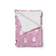 thumbnail image 2 of Animal Lover Soft Flannel Fleece Throw Blanket, Funny Animals on Pink Background with Stars and Little Hearts, Cozy Plush for Indoor and Outdoor Use, 60" x 80", Pale Pink Purple, by Ambesonne, 2 of 5