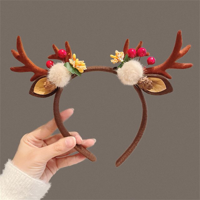 Aro de pelo de Navidad para niña, cornamenta de Reno de felpa, orejas de ciervo, diademas de Cosplay para fiesta de Navidad, accesorios para el cabello para Festival, regalos