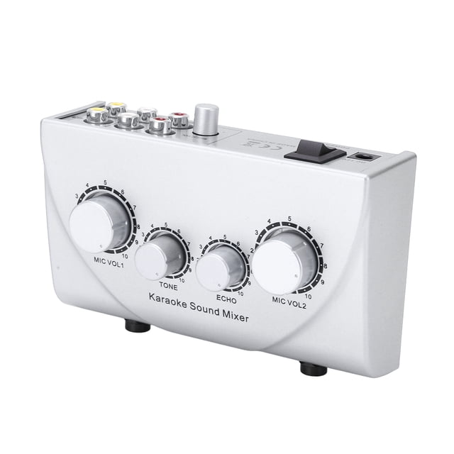 Mixer Mixer, Karaoke Mixer Dual Mic Input Mixer With Cable For Stage, US 100-240VAC