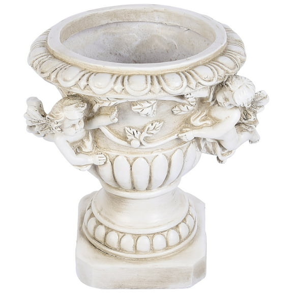 Outdoor Flowerpot European Style Resin Crafts Beige Color Ideal for Planting Green