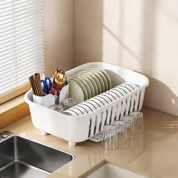 Countertop Dish Drying Rack, Kitchen Storage Rack For Household Dishes Bowls, Multi-Functional Drainer Basket With Drainage System For Kitchen Organization, Suitable For Dishware