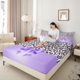 thumbnail image 4 of Homewish Leopard Print 3pcs Twin Sheet Sets For Teens Boys Girls,Kawaii Bow Twin Fitted Sheet,Black Purple Breathable Flat Sheet,Super Cozy Room Decor, 4 of 7