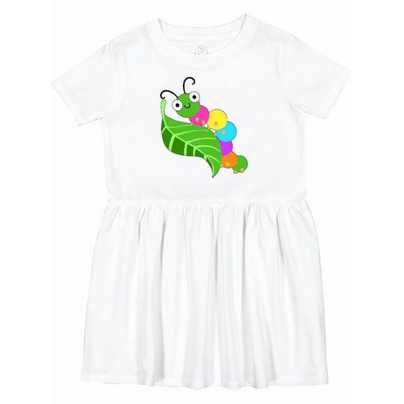 Inktastic Cute Caterpillar on Leaf Girls Toddler Dress