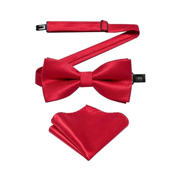 wonima02 Boys Pre-tied Bow Tie,Silk Adjustable Bowtie and Pocket Square for Age 8-14 Kids Bowtie Wedding School Ceremony Party
