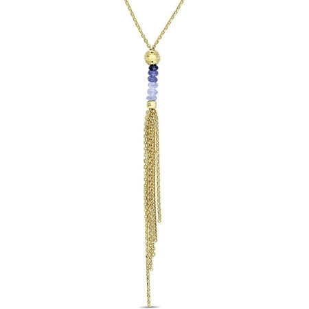 Tangelo 2 Carat T.G.W. Sapphire Yellow Rhodium over Sterling Silver Fashion Necklace, 18