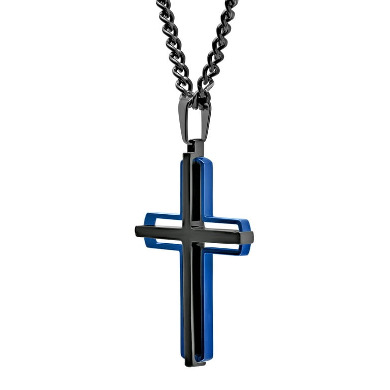 Believe by Brilliance Men's Stainless Steel Black and Blue Stacked