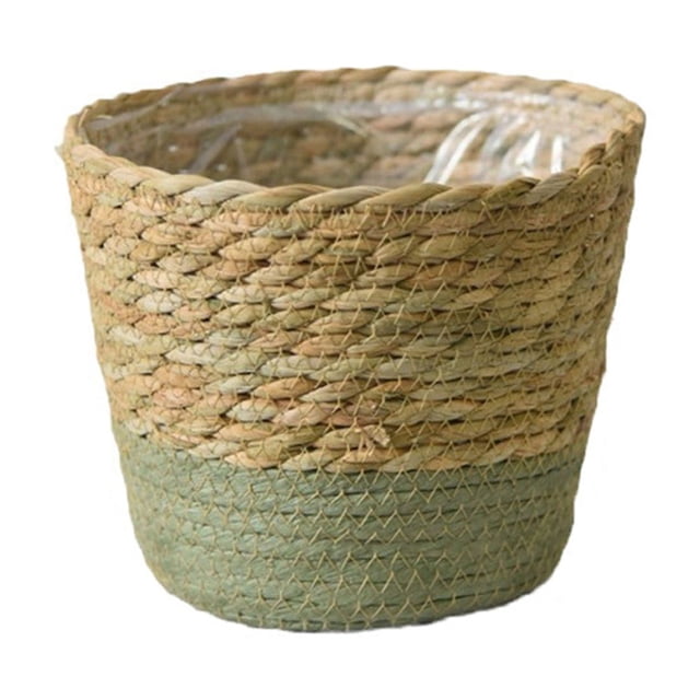 Pots for Plants Flower Pot Lid Storage Basket, Plant Weaving Basket, Rice Straw Pot