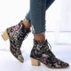 thumbnail image 4 of NECHOLOGY Botas Mujer Adulto Femenino Zapatos Botines de mujer Botas florales de para mujer Botas de mujer con estampado de cordones y tacón grueso (Black, 8.5), 4 of 6