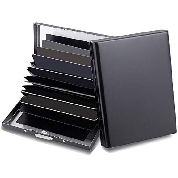 RFID Credit Card Holder Protector Metal Credit Card Wallet Business Card Holder for Men Women Gift Box Package (Black)