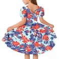 thumbnail image 5 of Auroural Girls Clothes 14-16 Outfits Girl's Flower Print Round Neck Short Sleeve Dress Classic Girls Back Summer Dress, 5 of 7