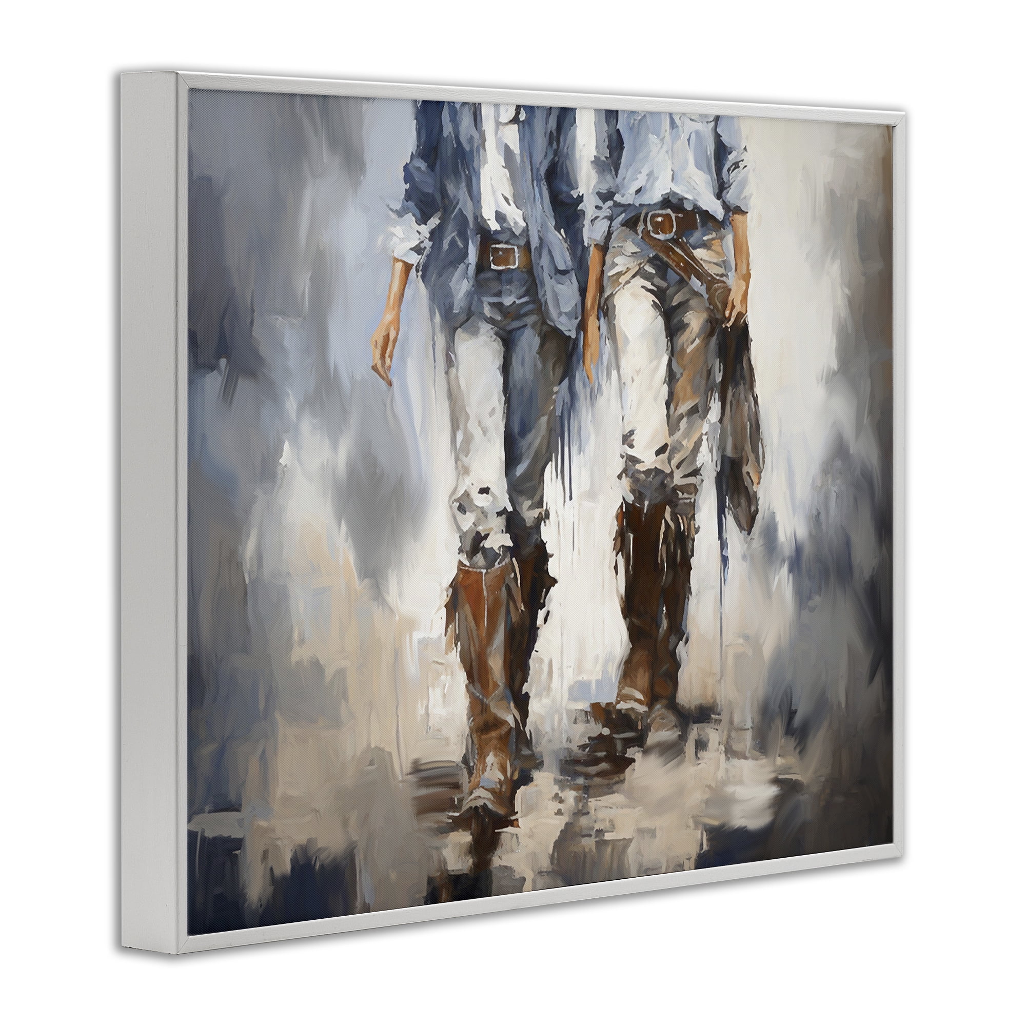 Stupell Industries Romantic Cowboy Boots Novelty Painting White Framed Art Print Wall Art, 20 x 16